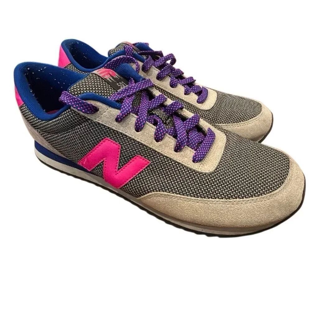 New Balance Trackster Women’s Retro Sneakers — Grey / Pink / Blue — Size 11.5